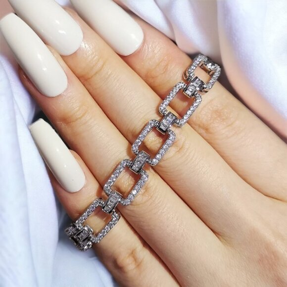 Luxury Rectangle Silver Bracelet - Picture 7 of 11